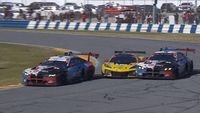 Late battle for the GTD Pro lead at Rolex 24 results in contact in the corner at Daytona